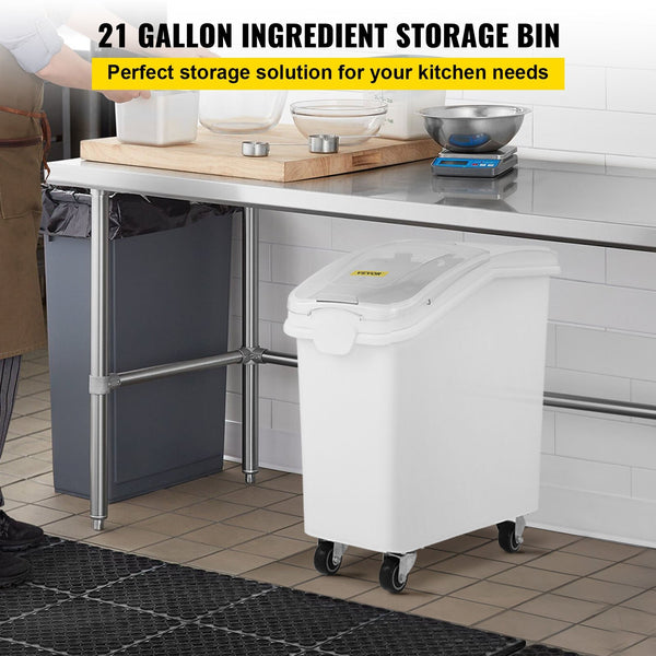 21 Gallon Ingredient Bin With Scoop 400 Cup Ingredient Bin With Sliding Lid Commercial Food Storage For Kitchen