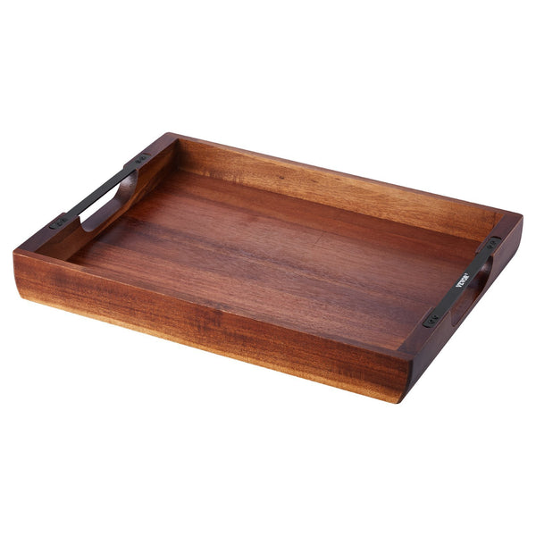 Serving Tray 17x12.2 Inch Acacia Food Serving Table Laptop Desk With Handles