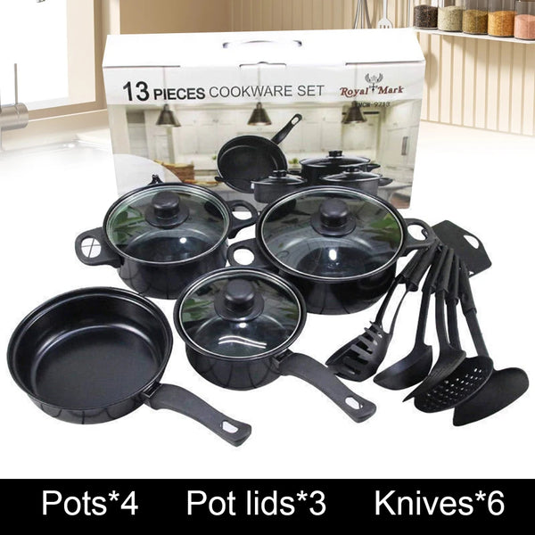 12PCS Nonstick Cookware Set Saucepans Dutch Oven Frying Pan Kitchen Cooking Sets Induction Pot and Pan Stackable Pot Set
