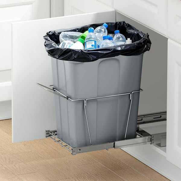 35QT Pullout Waste Container Under Cabinet Kitchen Garbage Bin Trash Can